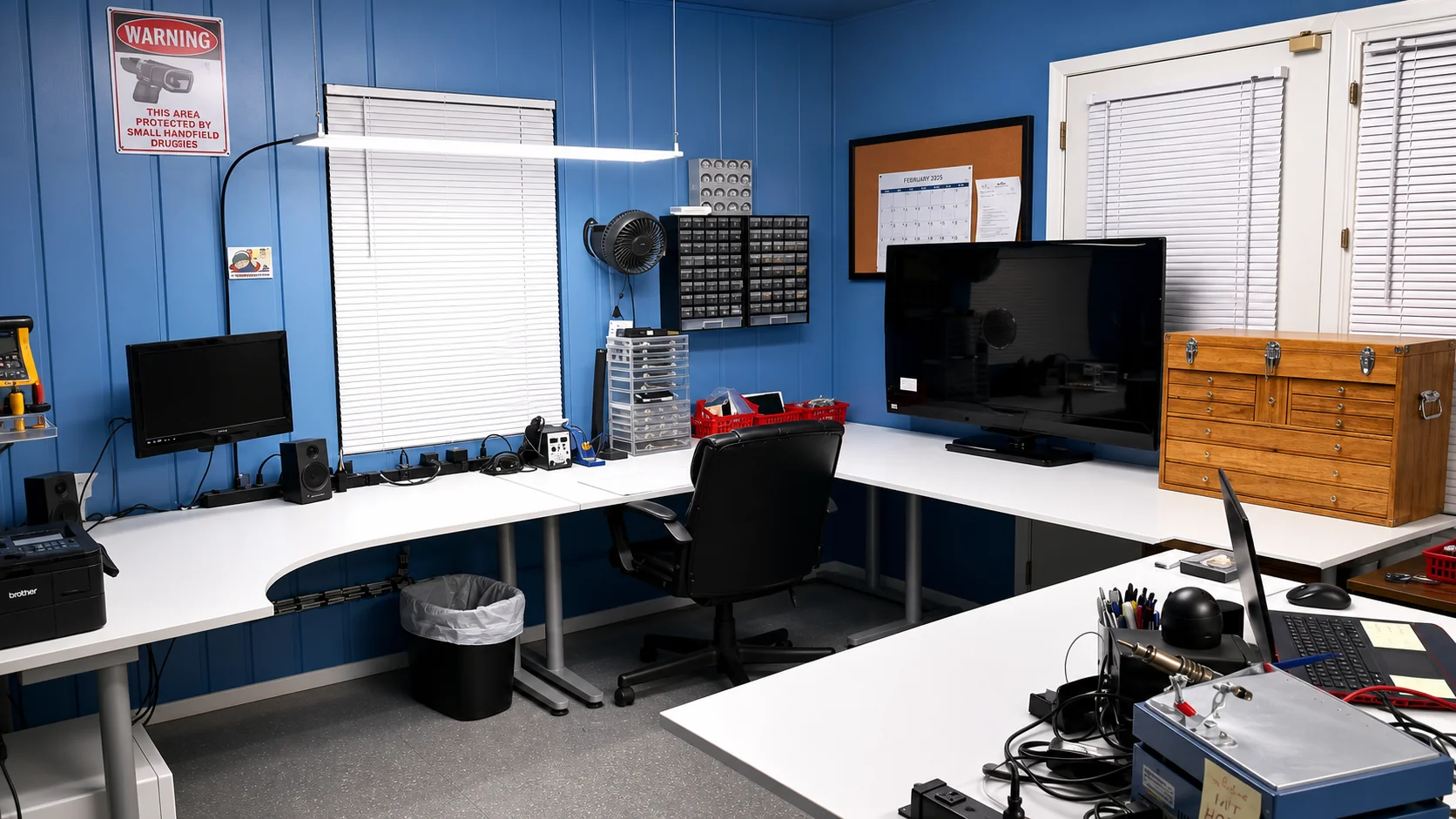 Interior of the cell phone repair shop showing counters and displays