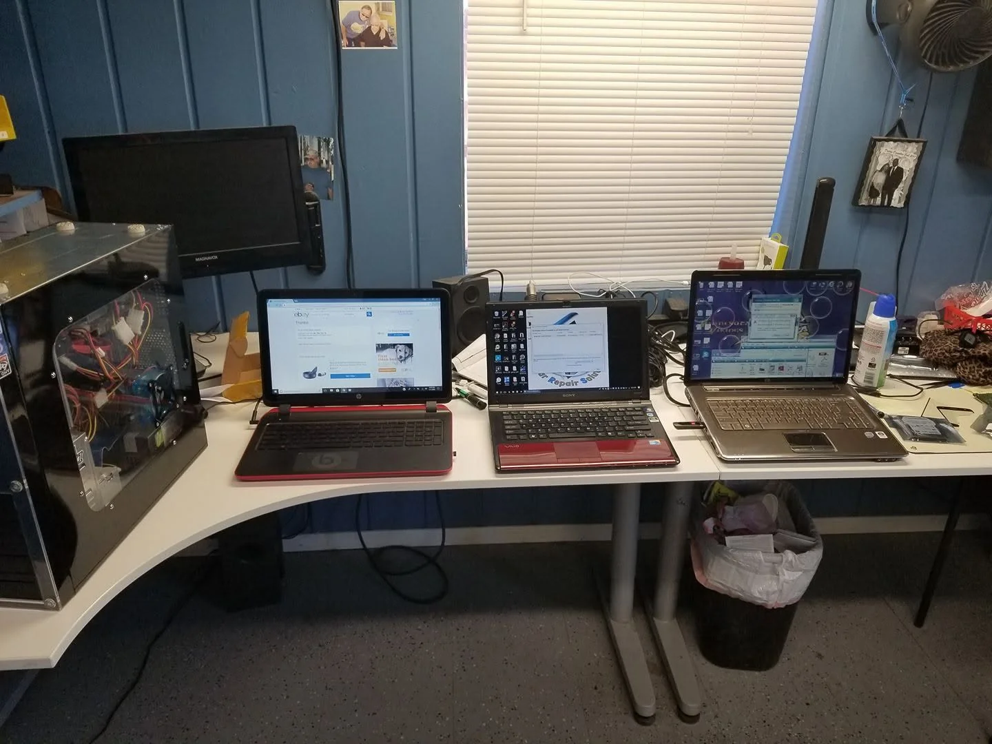 Repaired laptop reassembled and ready for customer pickup